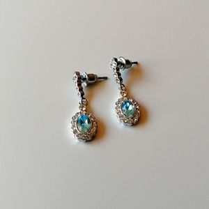 Vintage Blue Clear Rhinestone Drop Earrings by Palace Creations